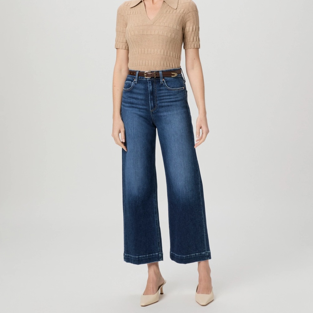 PAIGE Anessa High Rise Crop Wide-Leg Jeans | Foreign Film Size 25